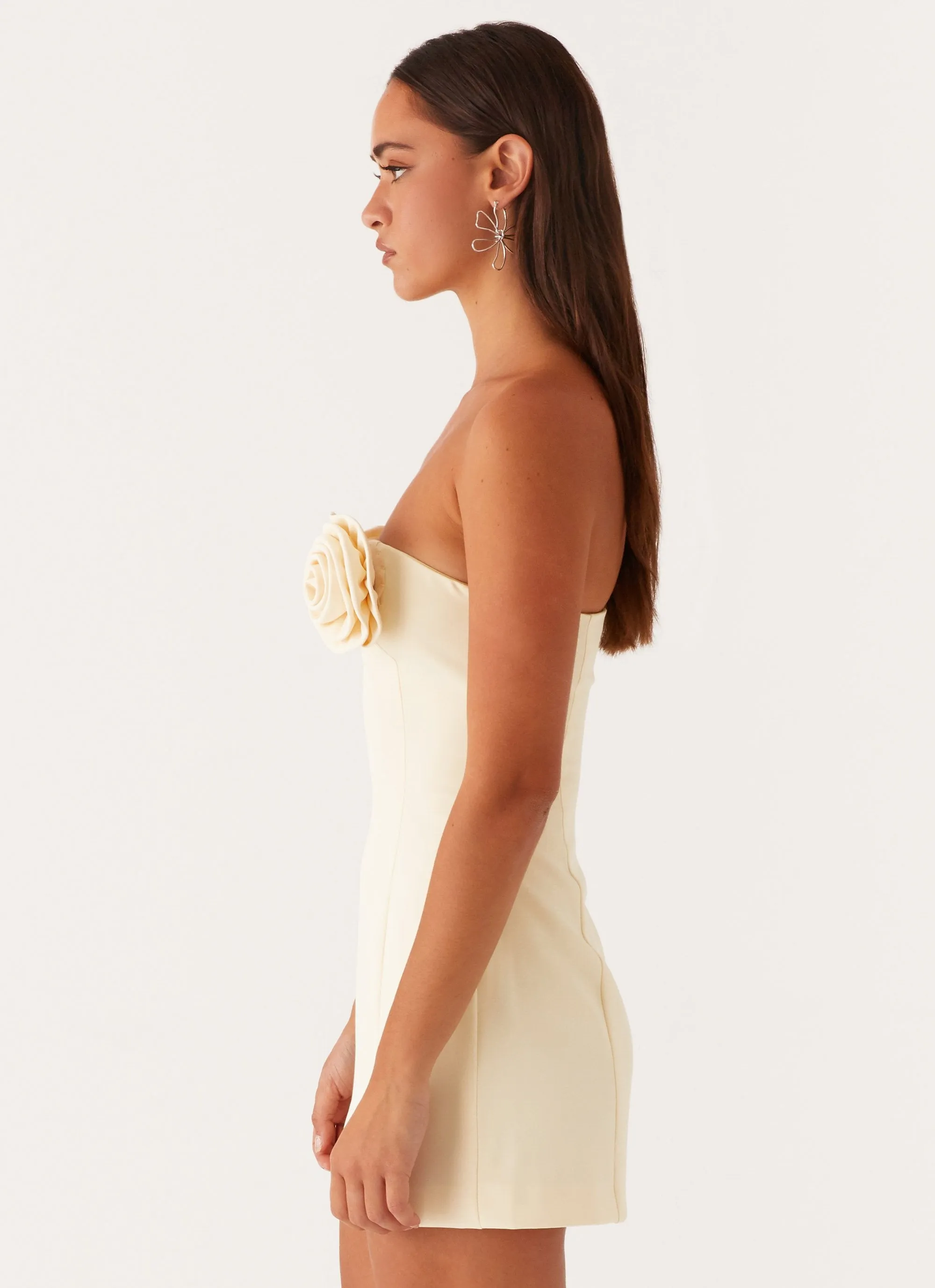 Patsie Strapless Mini Dress - Yellow Graceful Ease