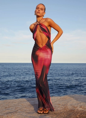 Smooth Motion Villa Light Rheanna Maxi Dress - Pink Print