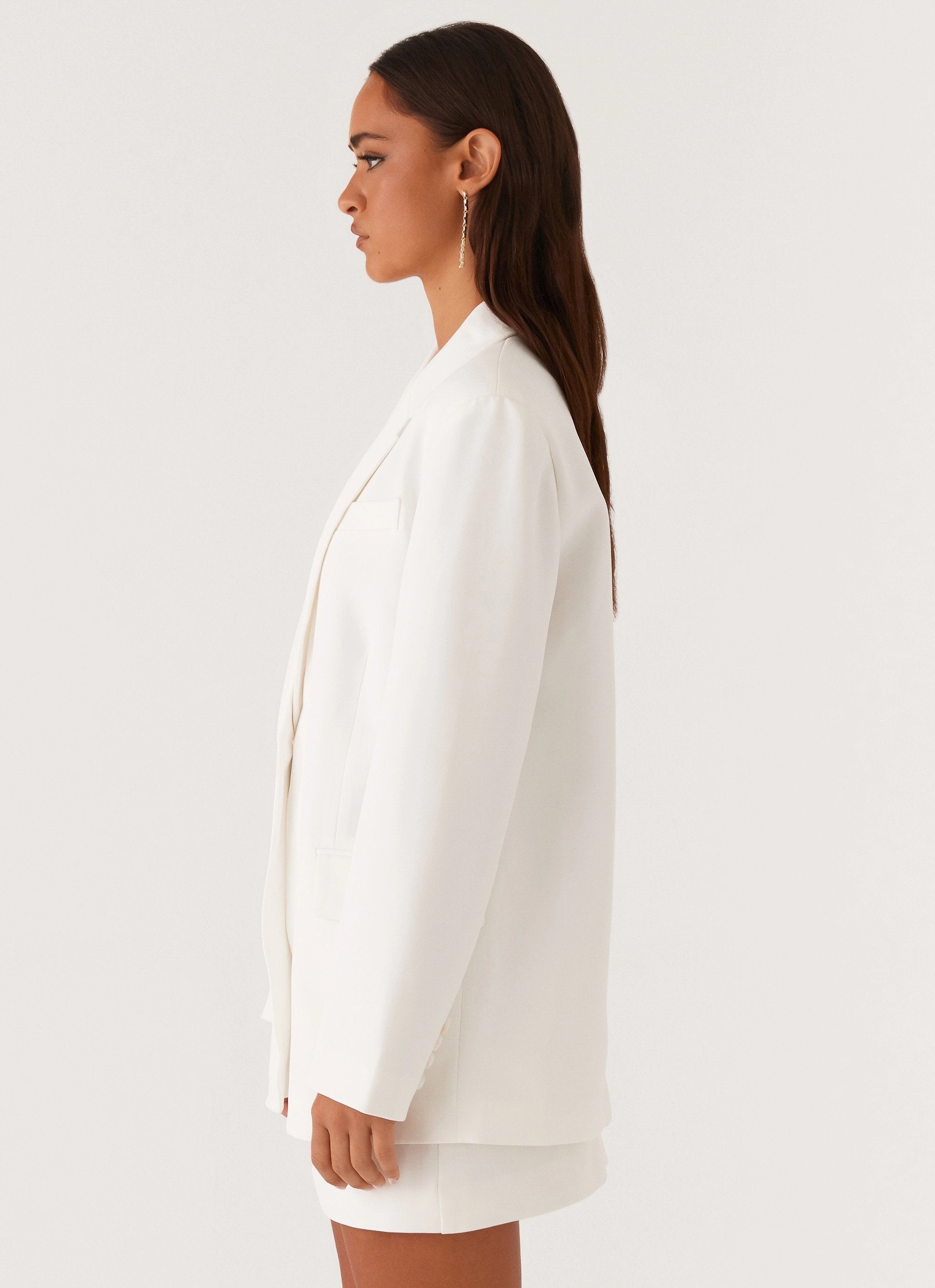 Flexible Fleece Lining Concrete Jungle Oversized Blazer - Off White
