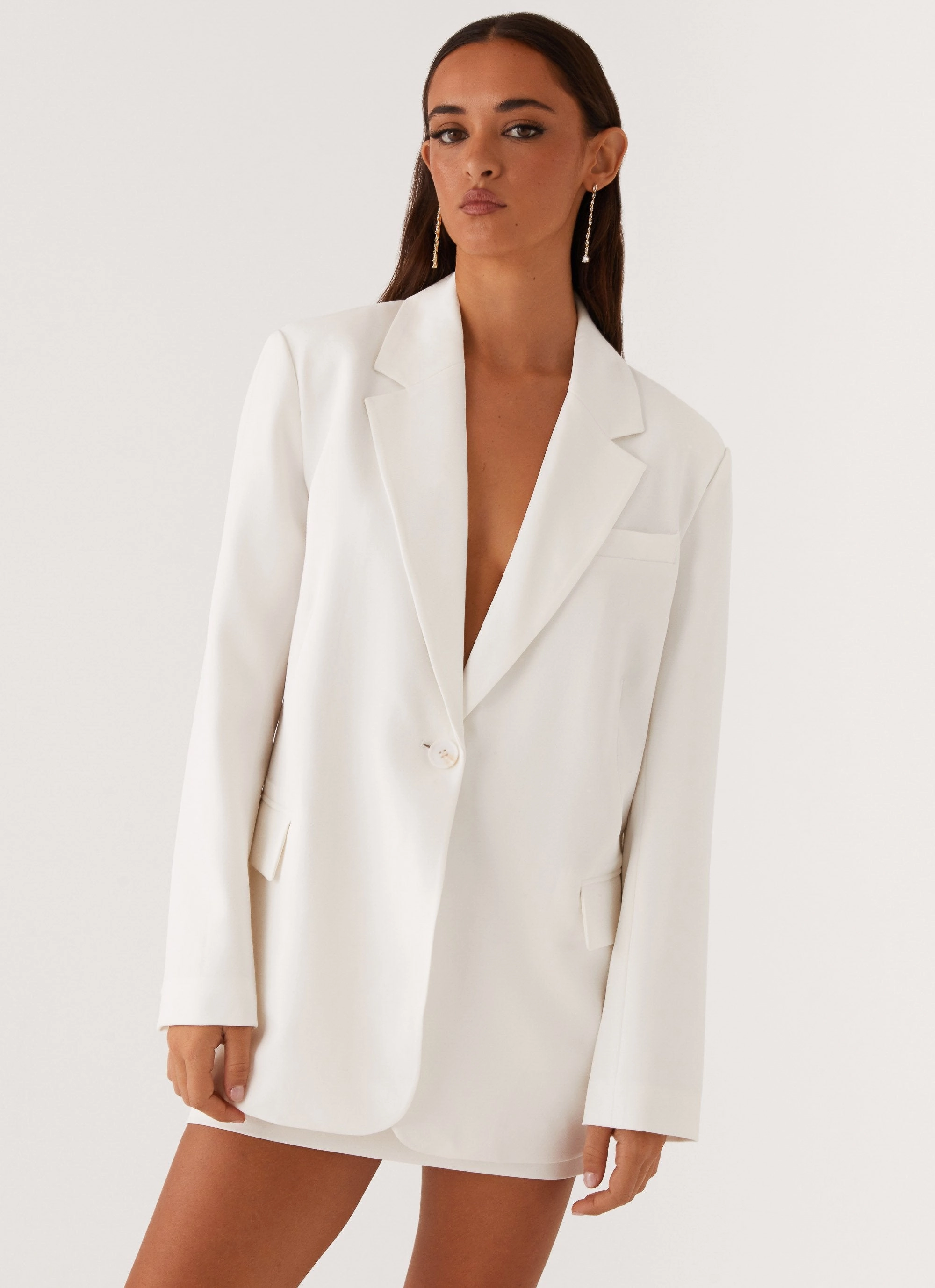 Concrete Jungle Oversized Blazer - Off White Cozy Design