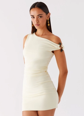Seraphina One Shoulder Mini Dress - Yellow Easy Going tailored look