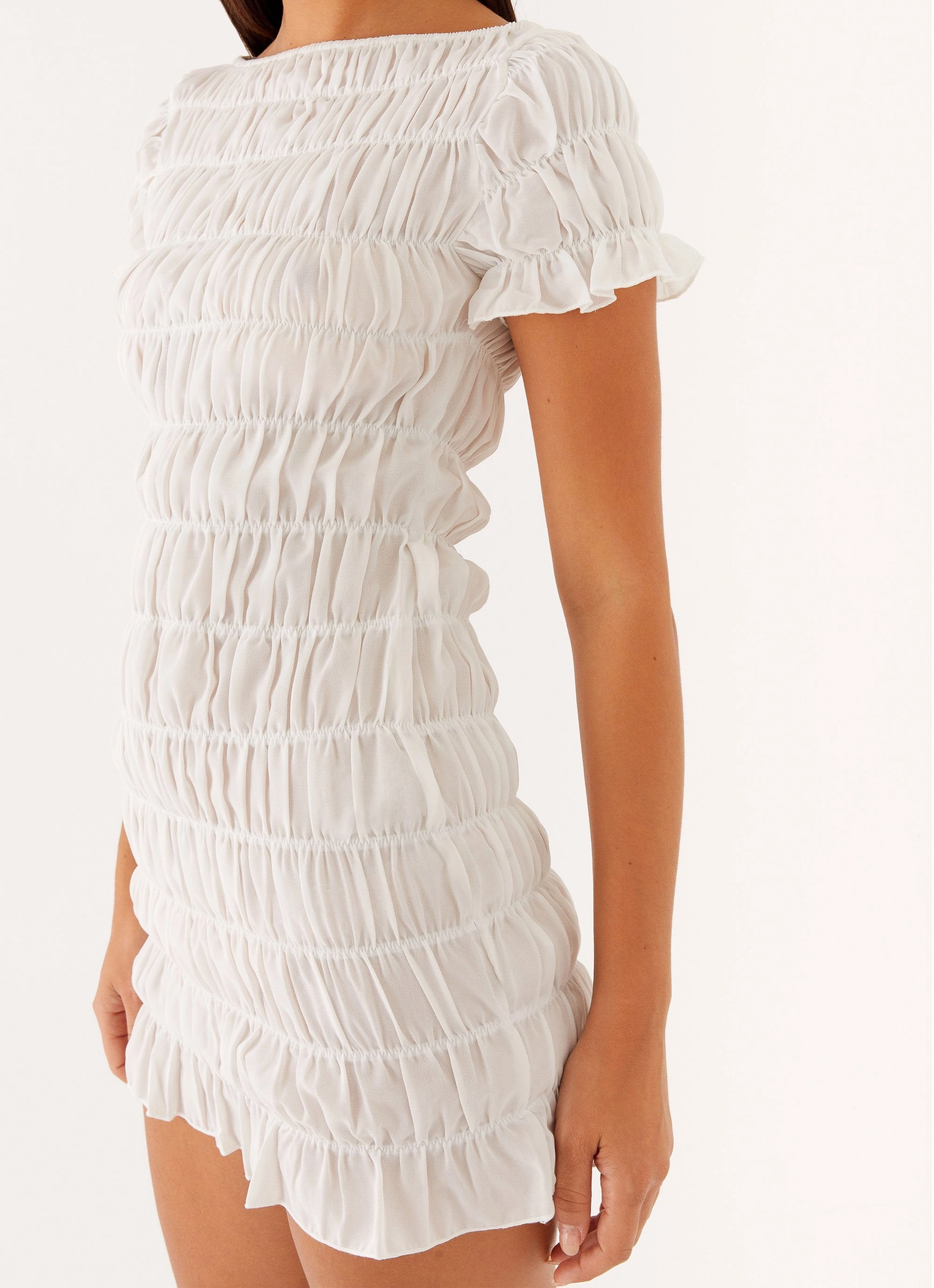 Rita Ruched Mini Dress - White Luxe style