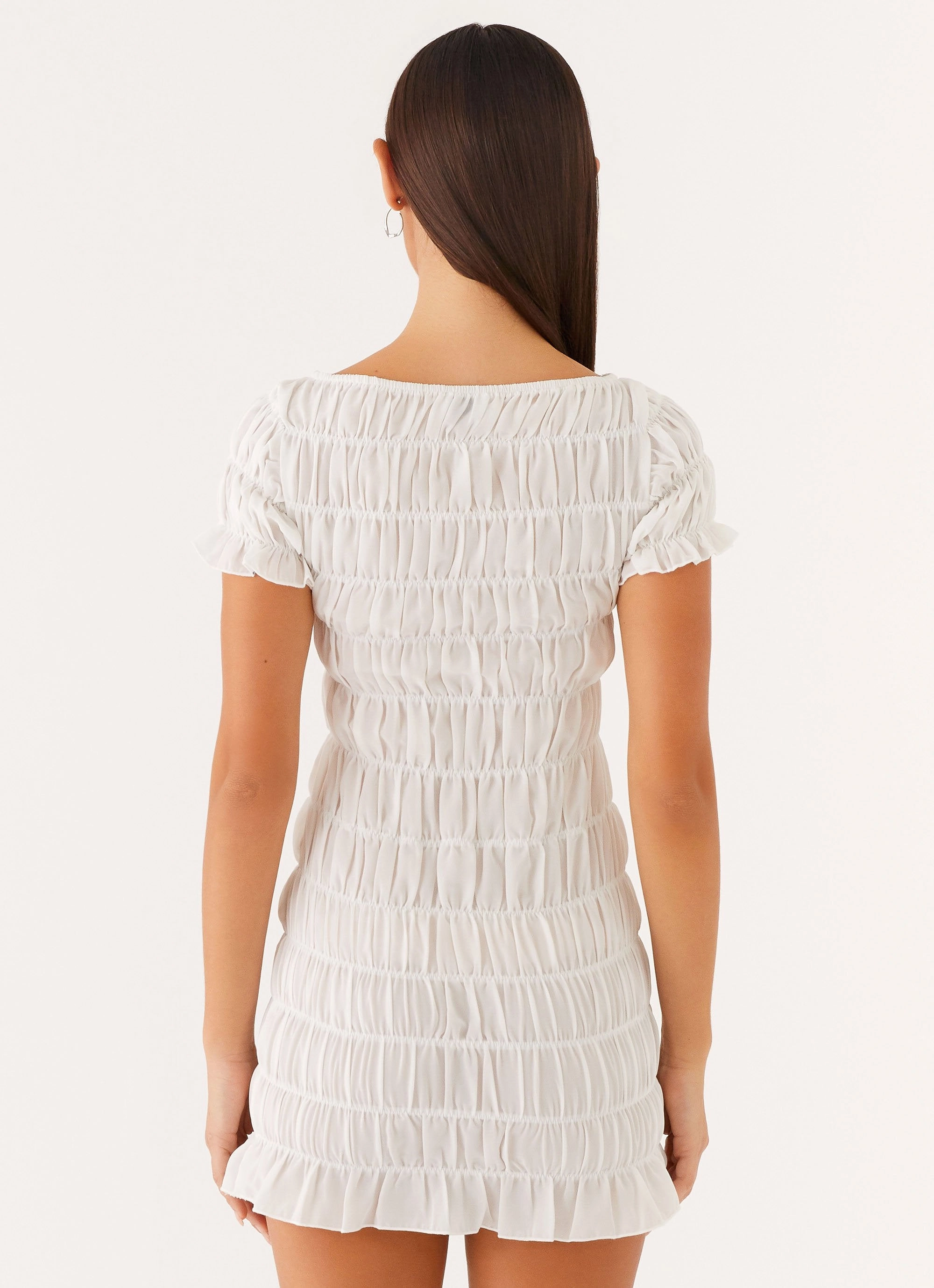 Chic Fit Wear Rita Ruched Mini Dress - White