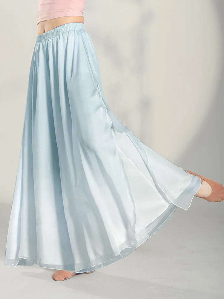Classical Dance Training Pants Double Layer Elegant Performance Costumes Straight Chiffon Loose Wide Leg Pants