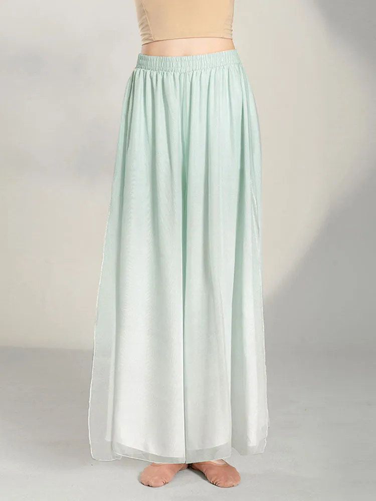Classical Dance Training Pants Double Layer Elegant Performance Costumes Straight Chiffon Loose Wide Leg Pants