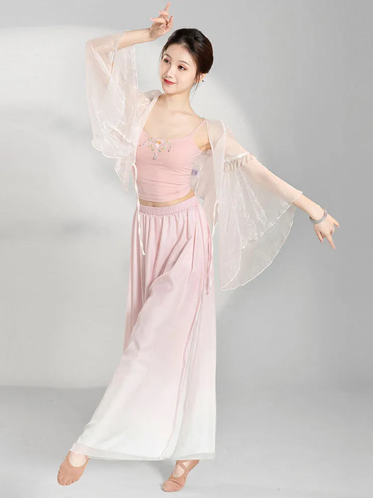 Classical Dance Training Pants Double Layer Elegant Performance Costumes Straight Chiffon Loose Wide Leg Pants
