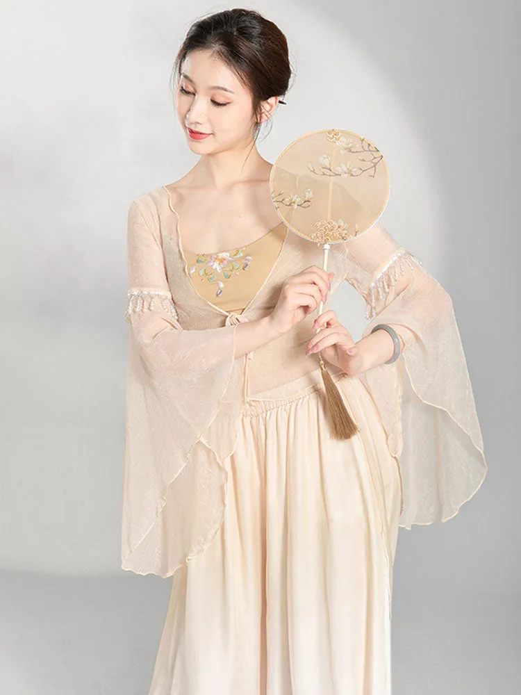 Classical Dance Training Pants Double Layer Elegant Performance Costumes Straight Chiffon Loose Wide Leg Pants