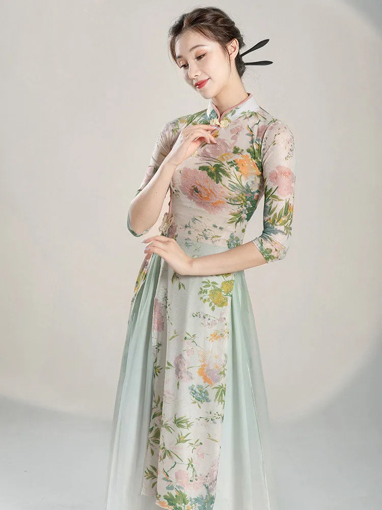 Classical Dance Training Pants Double Layer Elegant Performance Costumes Straight Chiffon Loose Wide Leg Pants