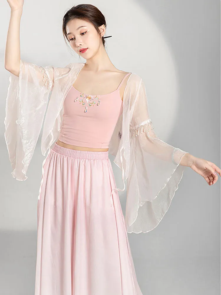 Classical Dance Training Pants Double Layer Elegant Performance Costumes Straight Chiffon Loose Wide Leg Pants