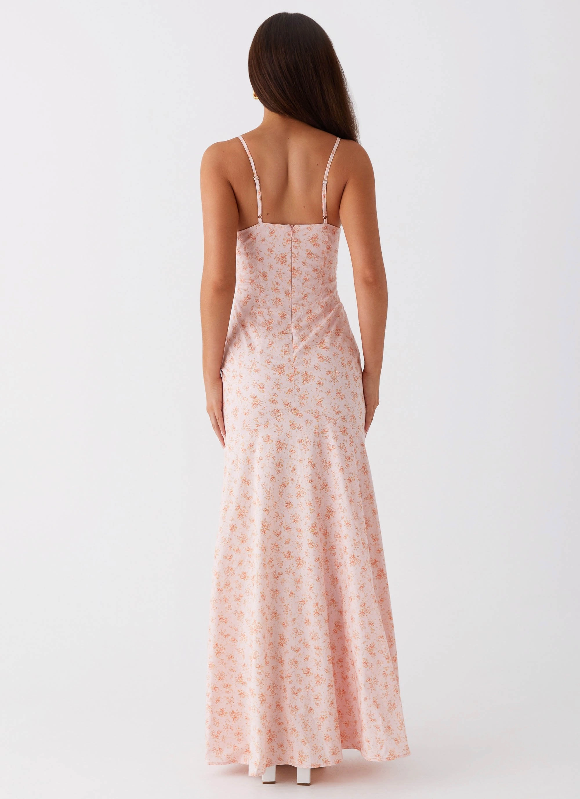 Britney Maxi Dress - Pink Ditsy Floral Charming Design Street Casual
