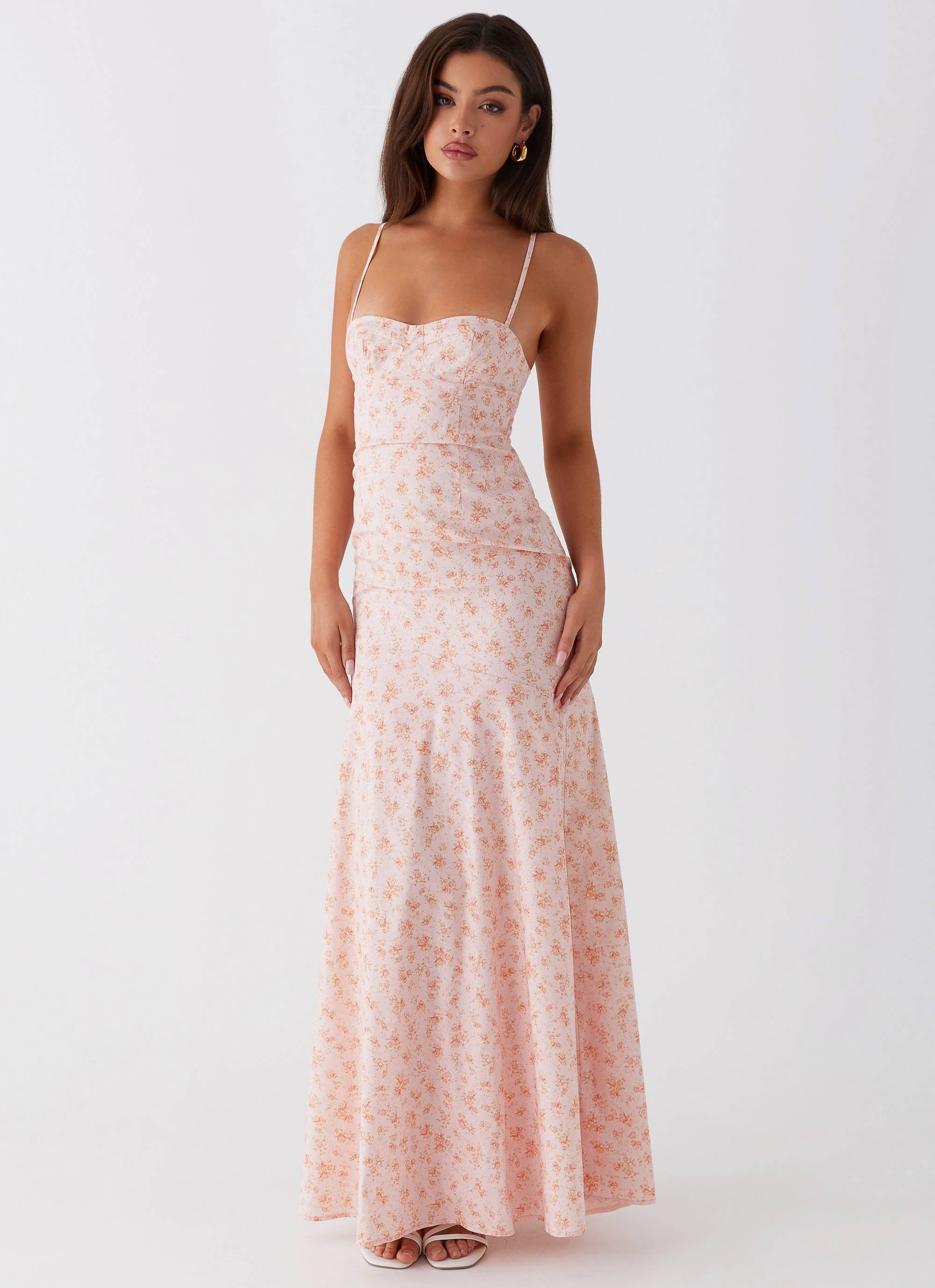 velvet feel Street Casual Britney Maxi Dress - Pink Ditsy Floral