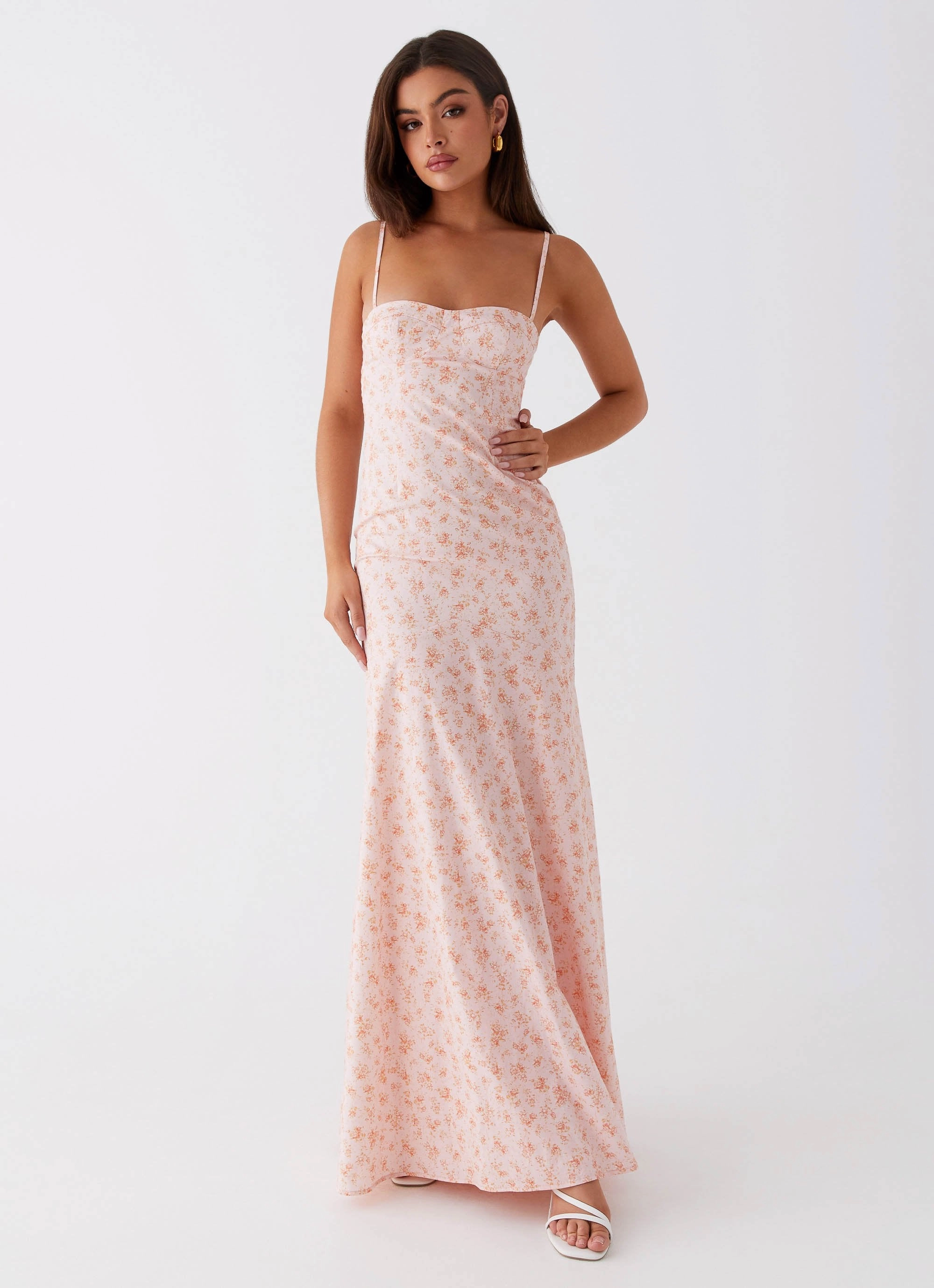 Britney Maxi Dress - Pink Ditsy Floral Casual and Smart
