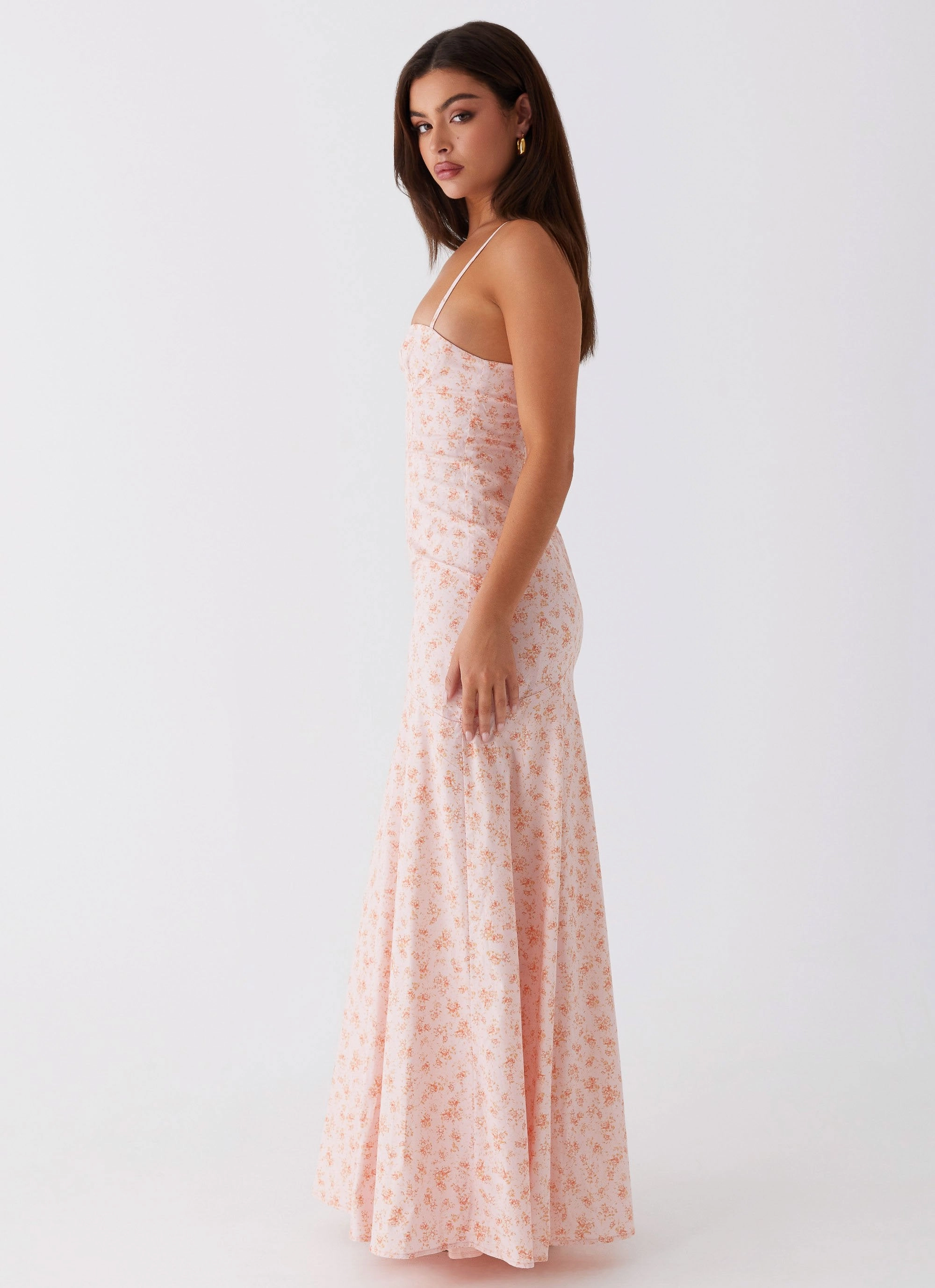 Britney Maxi Dress - Pink Ditsy Floral Daily Wear