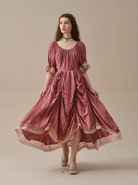 Utility Style Elowen 27 | Lace Linen dress gown ( 2 way to wear )