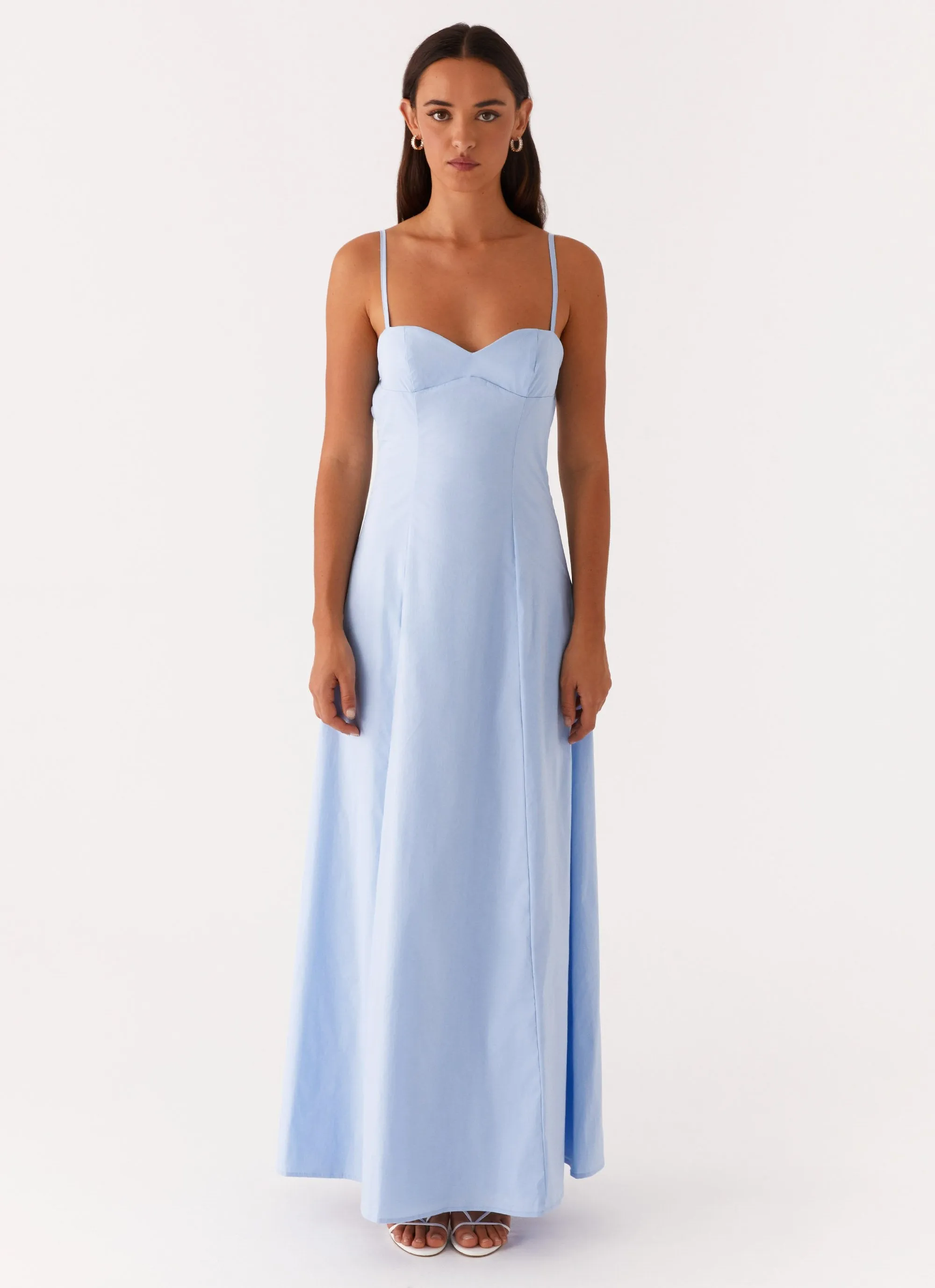 Satin-Finish Clear As Day Maxi Dress - Blue