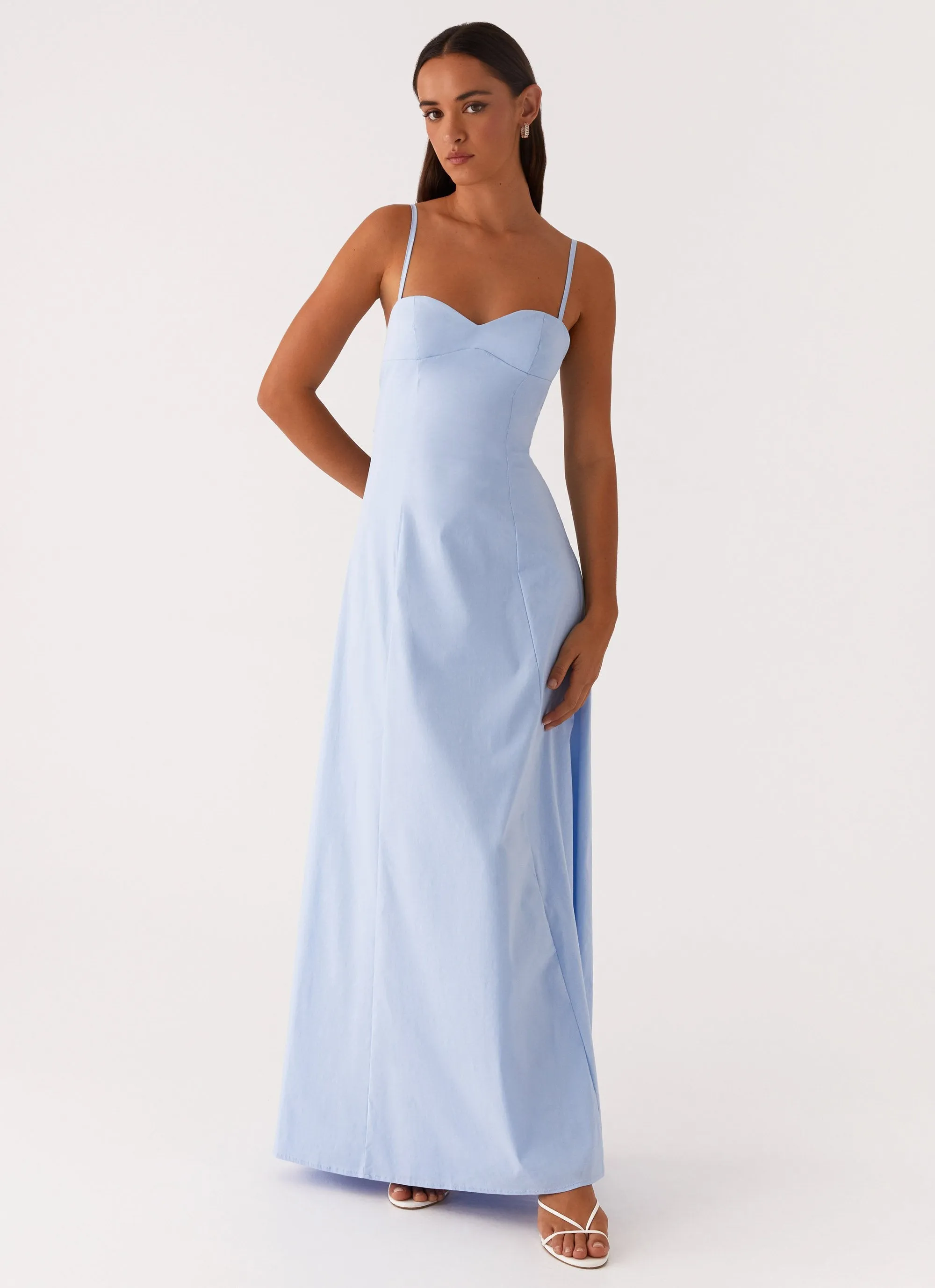 Draped Silhouette Clear As Day Maxi Dress - Blue