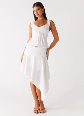 Clearwater Mist Midi Skirt - White Mesh Comfort Perfectly Fit