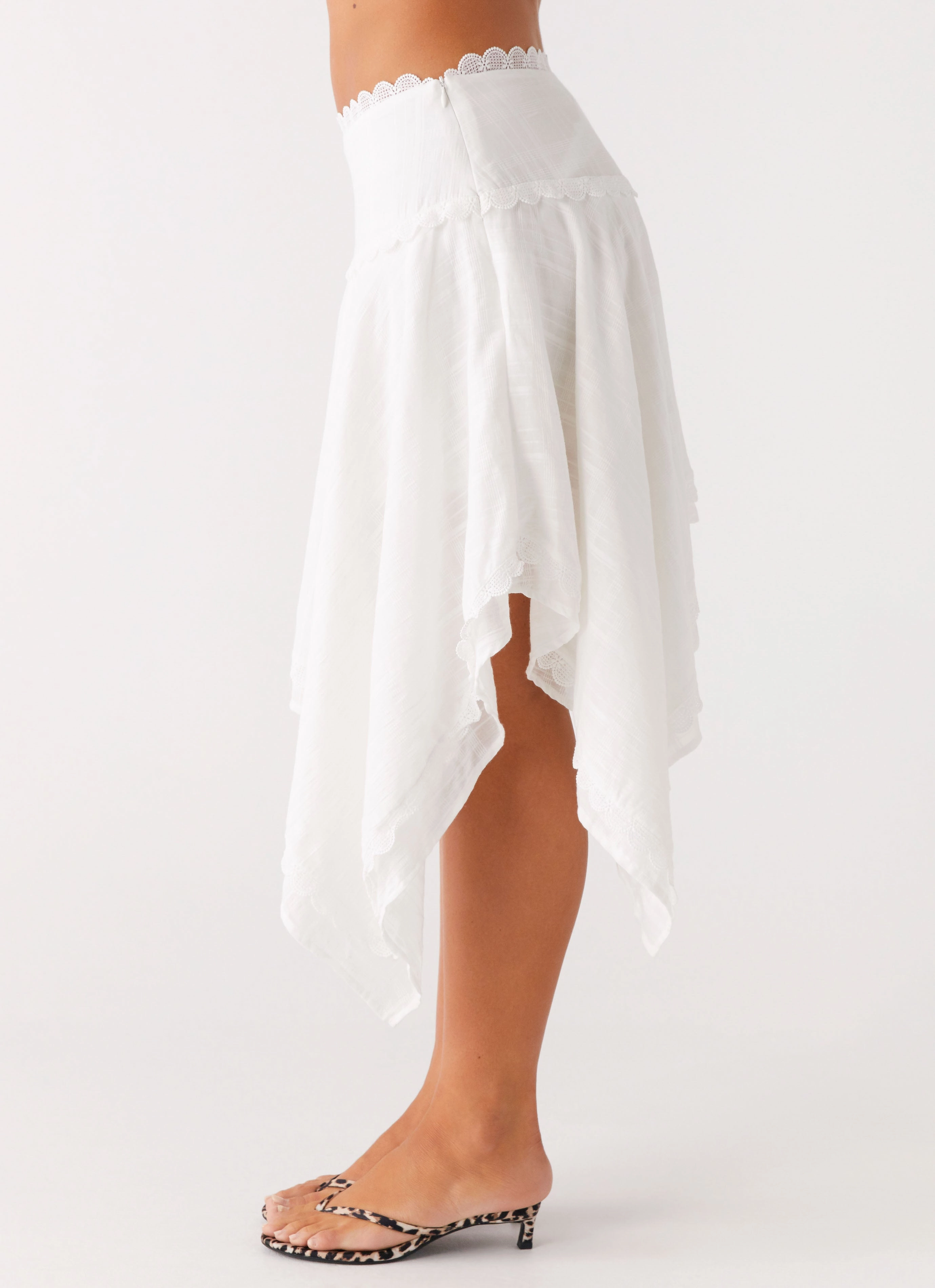 Premium Look Clearwater Mist Midi Skirt - White