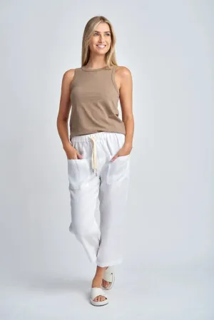 Cloth Paper Scissors  -  White linen cropped pants