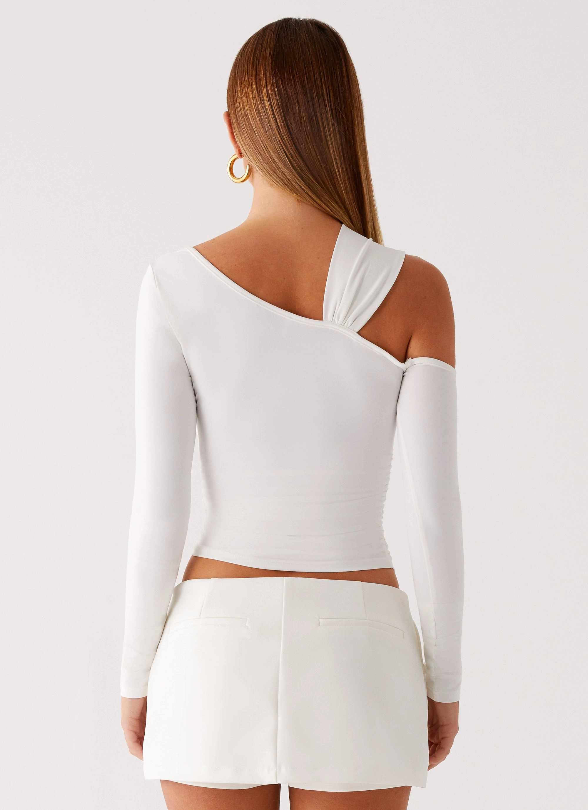 Cloud Kiss Asymmetric Long Sleeve Top - Cream EcoFriendlyDye