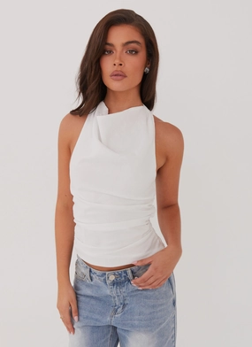 Cloud Whisper Linen Top - White Ventilated Panels