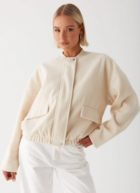 Lightweight Comfort Cloudia Bomber Jacket - Ivory
