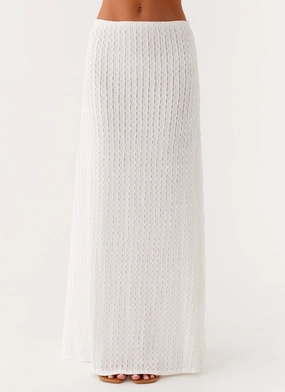 Clovelly Maxi Skirt - White Basic Look Chic Vibe