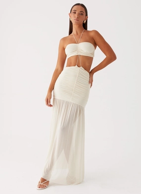 Clover Cut Out Maxi Dress - Lemon Magnetic-Closure
