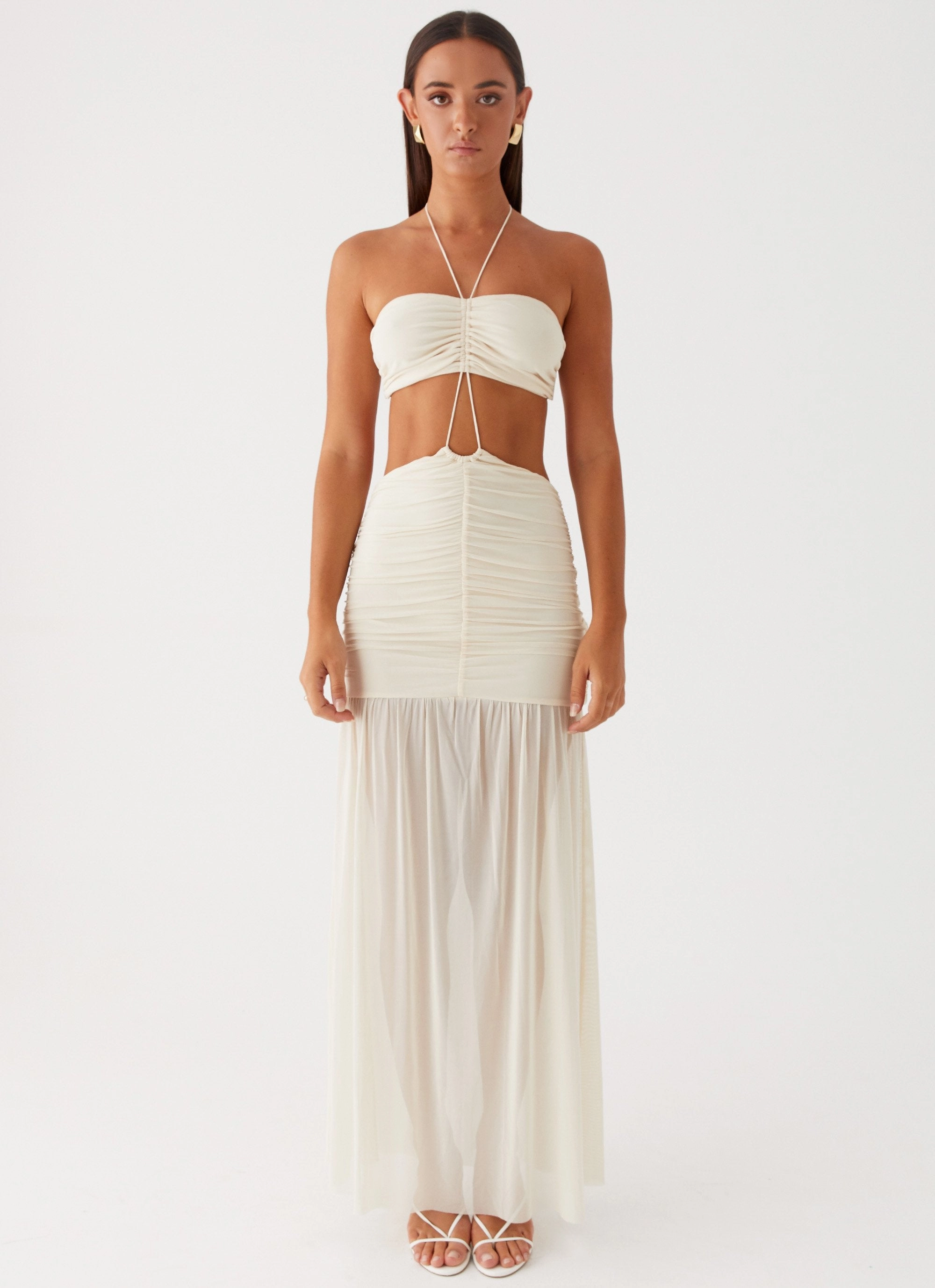 Edgy Layers Clover Cut Out Maxi Dress - Lemon