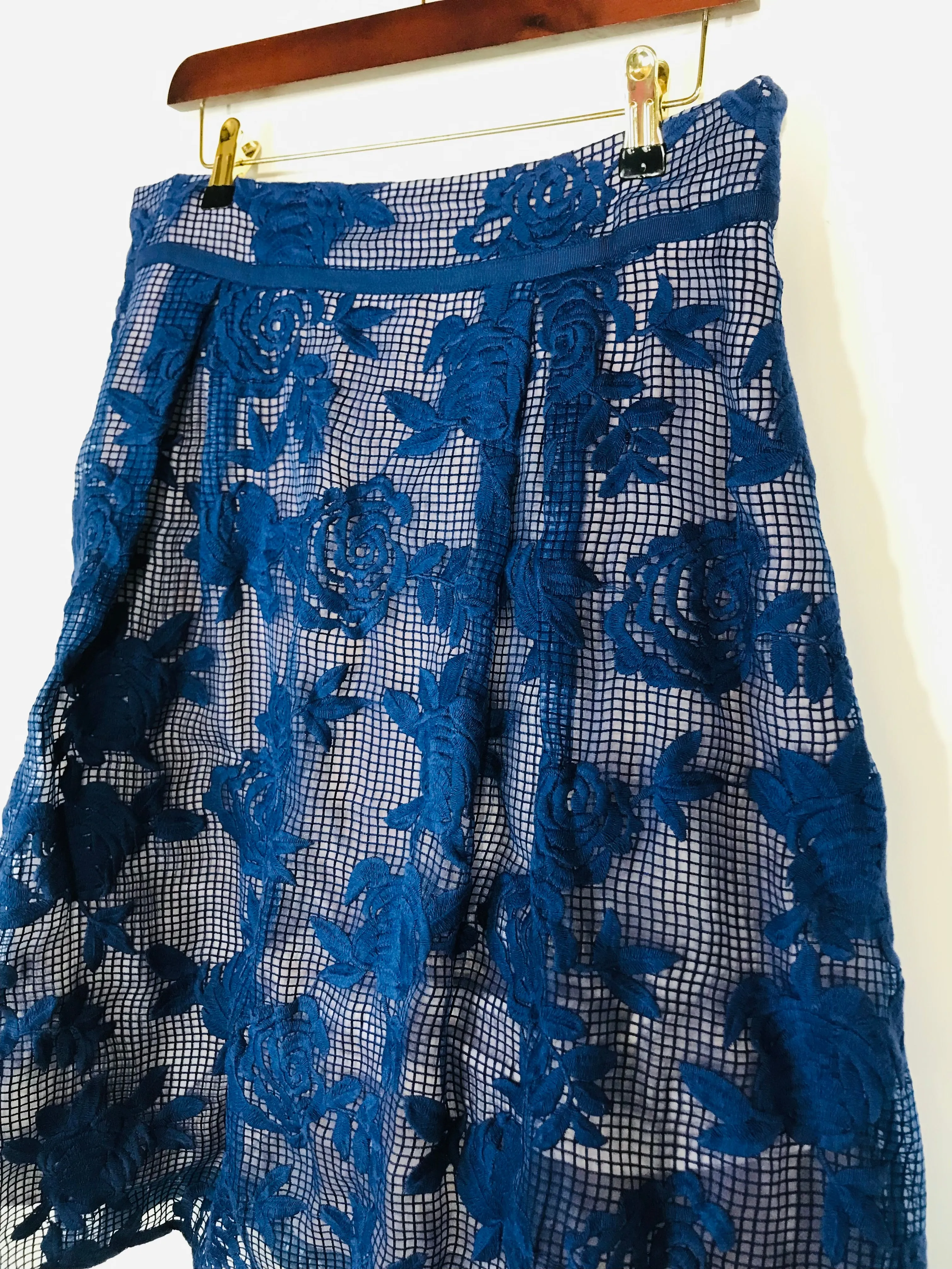 Coast Women's Floral Lace A-Line Skirt | UK16 | Blue