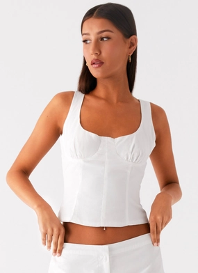 Sporty Blouse Coastline Bustier Top - White
