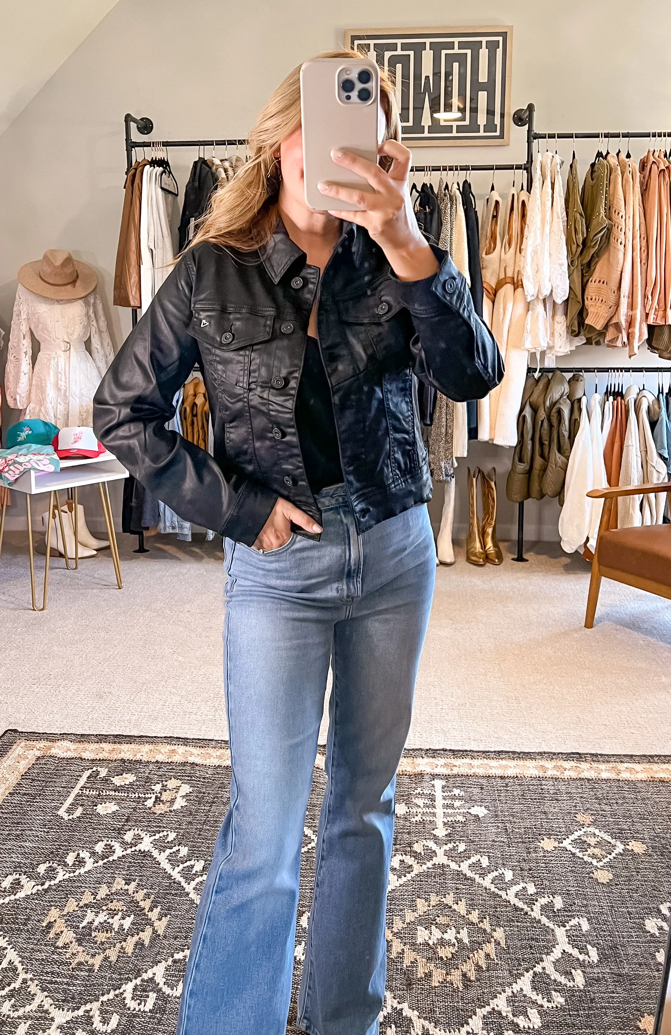 Coated Black Denim Jacket