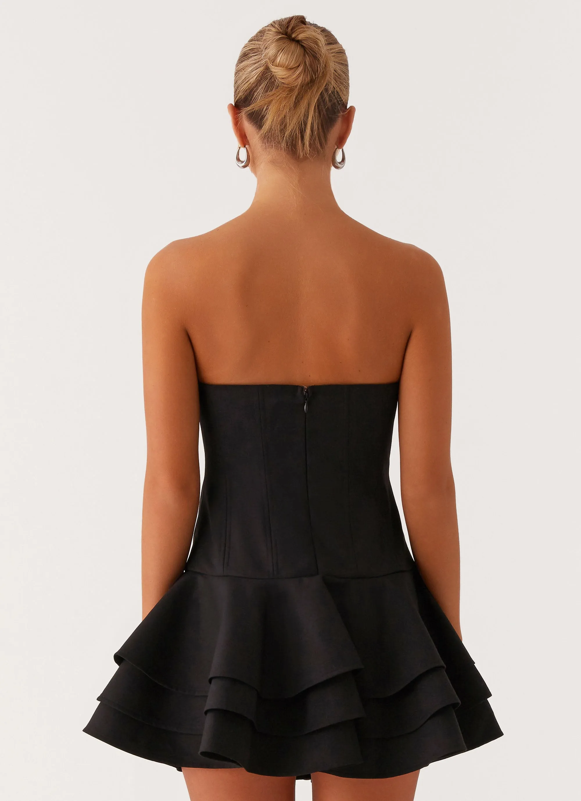 Soft Shine Fashionable Look Floriana Ruffle Corset Mini Dress - Black