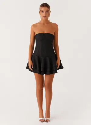 Floriana Ruffle Corset Mini Dress - Black Weekend Chic