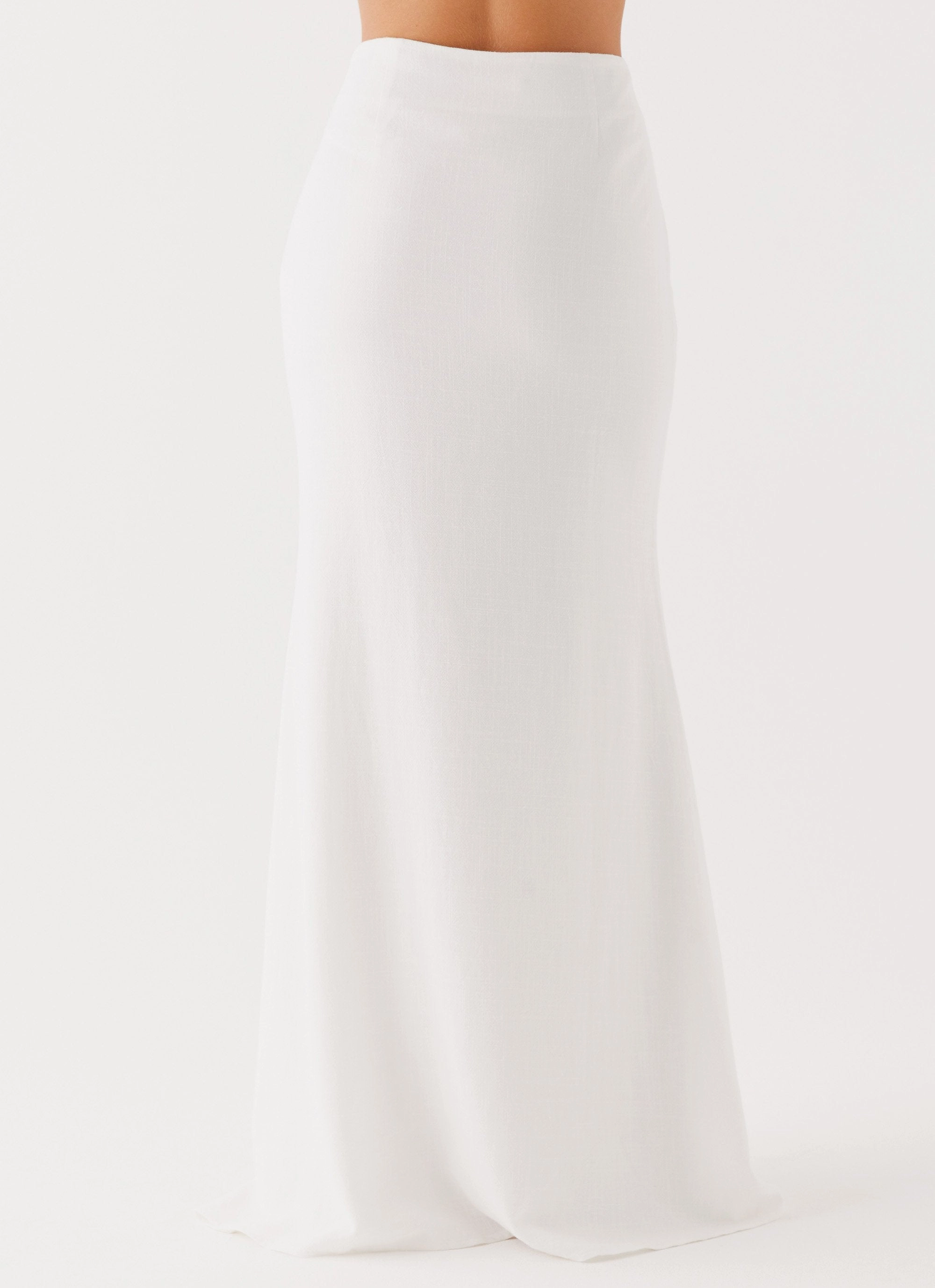 Parker Linen Maxi Skirt - White Stain Resistant Material RibbedTrims