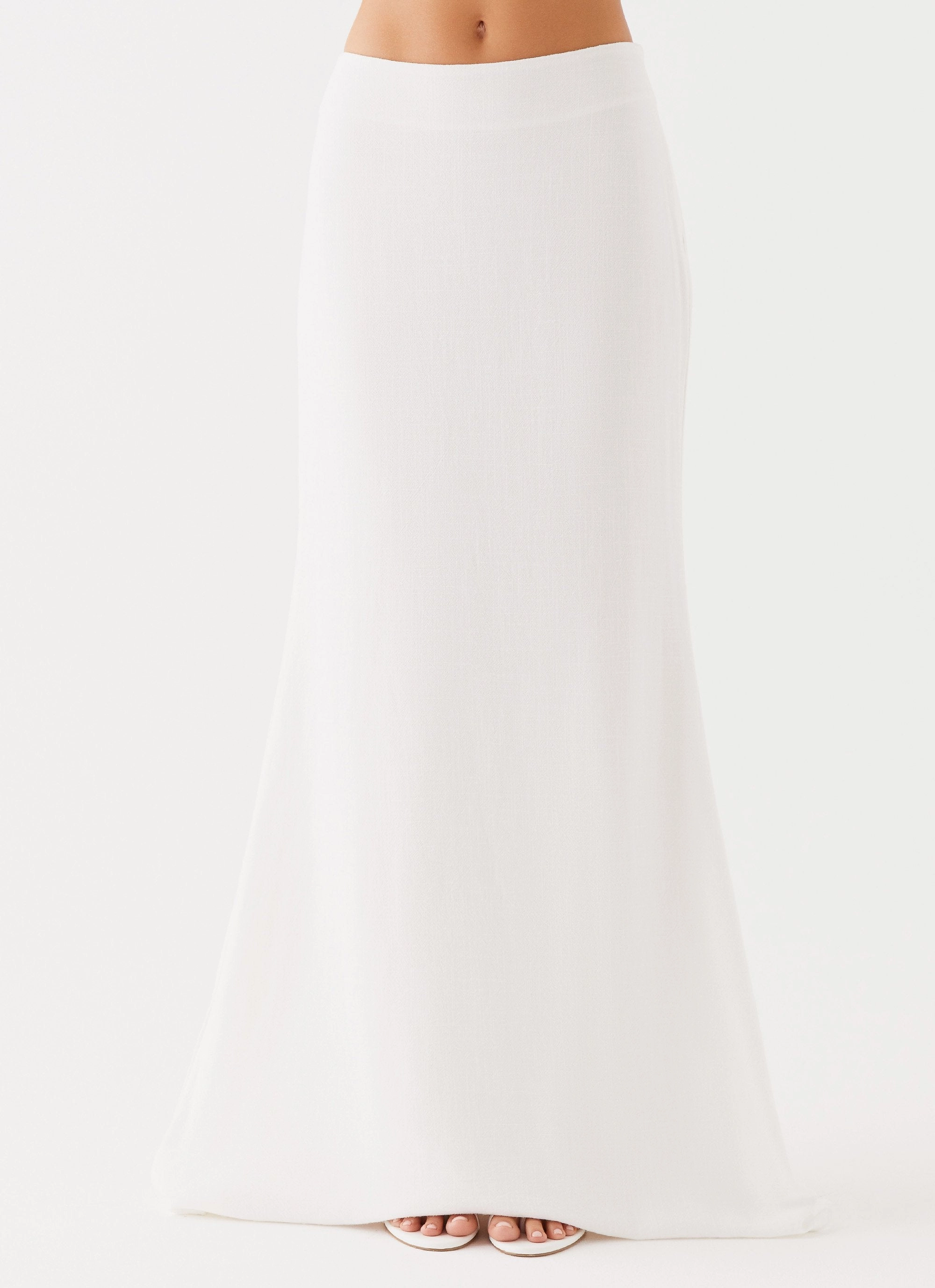 Parker Linen Maxi Skirt - White Functional Pocket Comfy Essentials