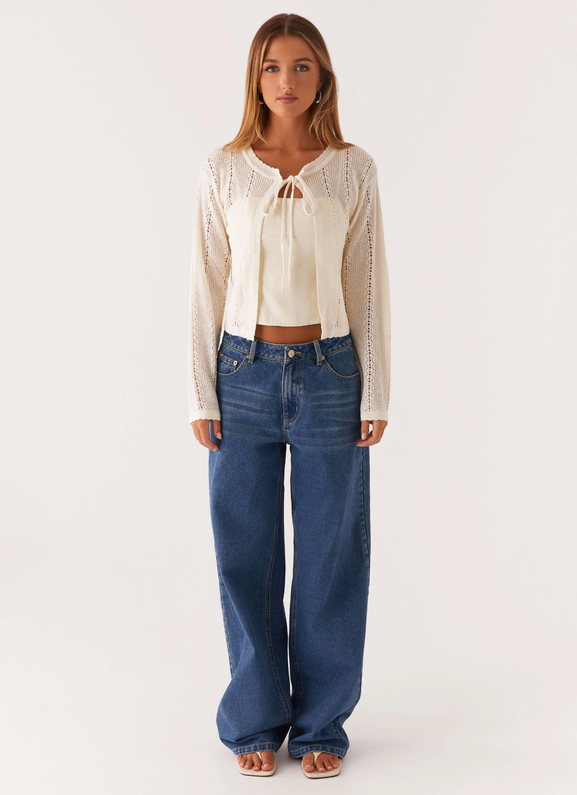 Insulated Padding Tough Love Knit Cardigan - White