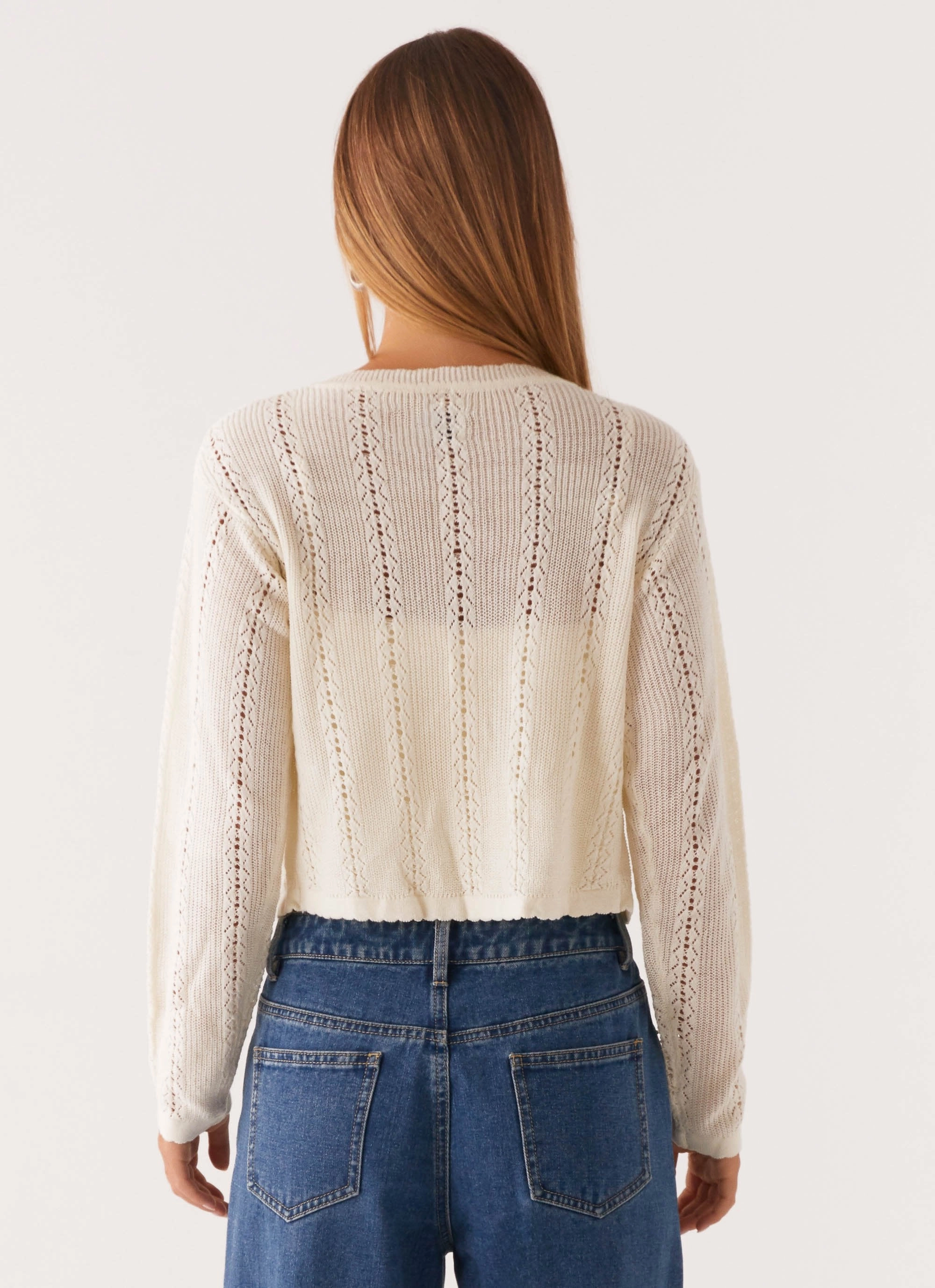 Long Length Anti Pilling Fabric Tough Love Knit Cardigan - White