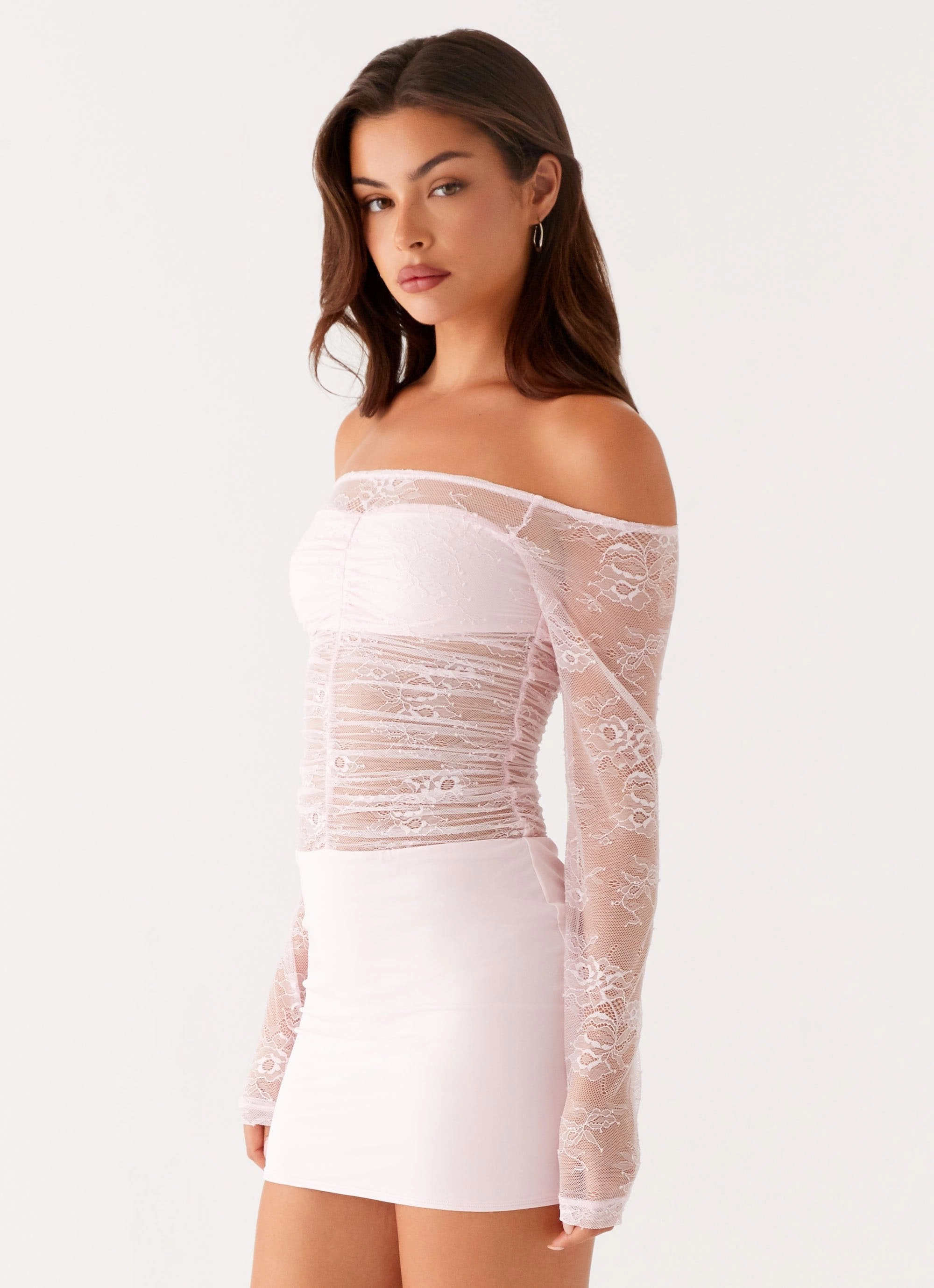 Collide Lace Mini Dress - Pink Modern Finish Eco Friendly