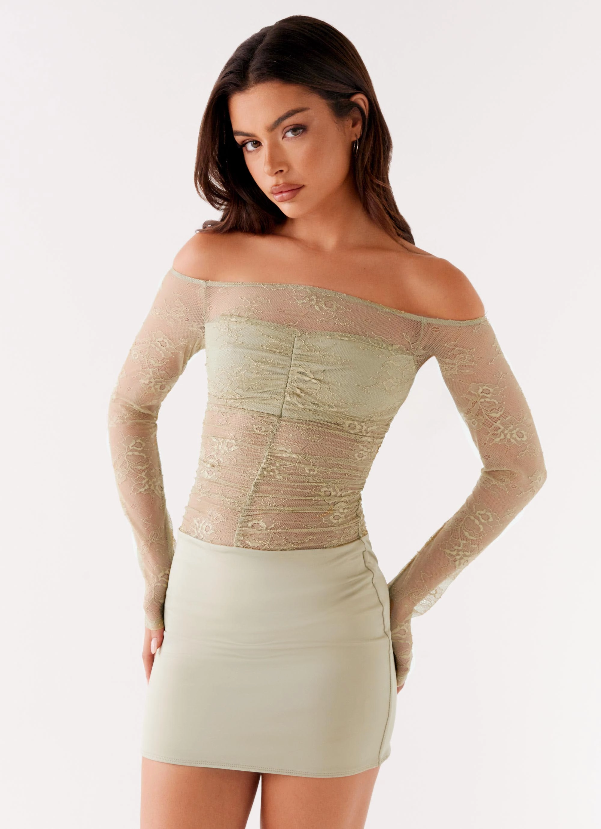 Cool Form Classic Movement Collide Lace Mini Dress - Sage