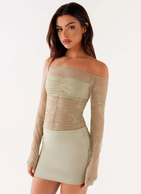 Collide Lace Mini Dress - Sage Resort Ready