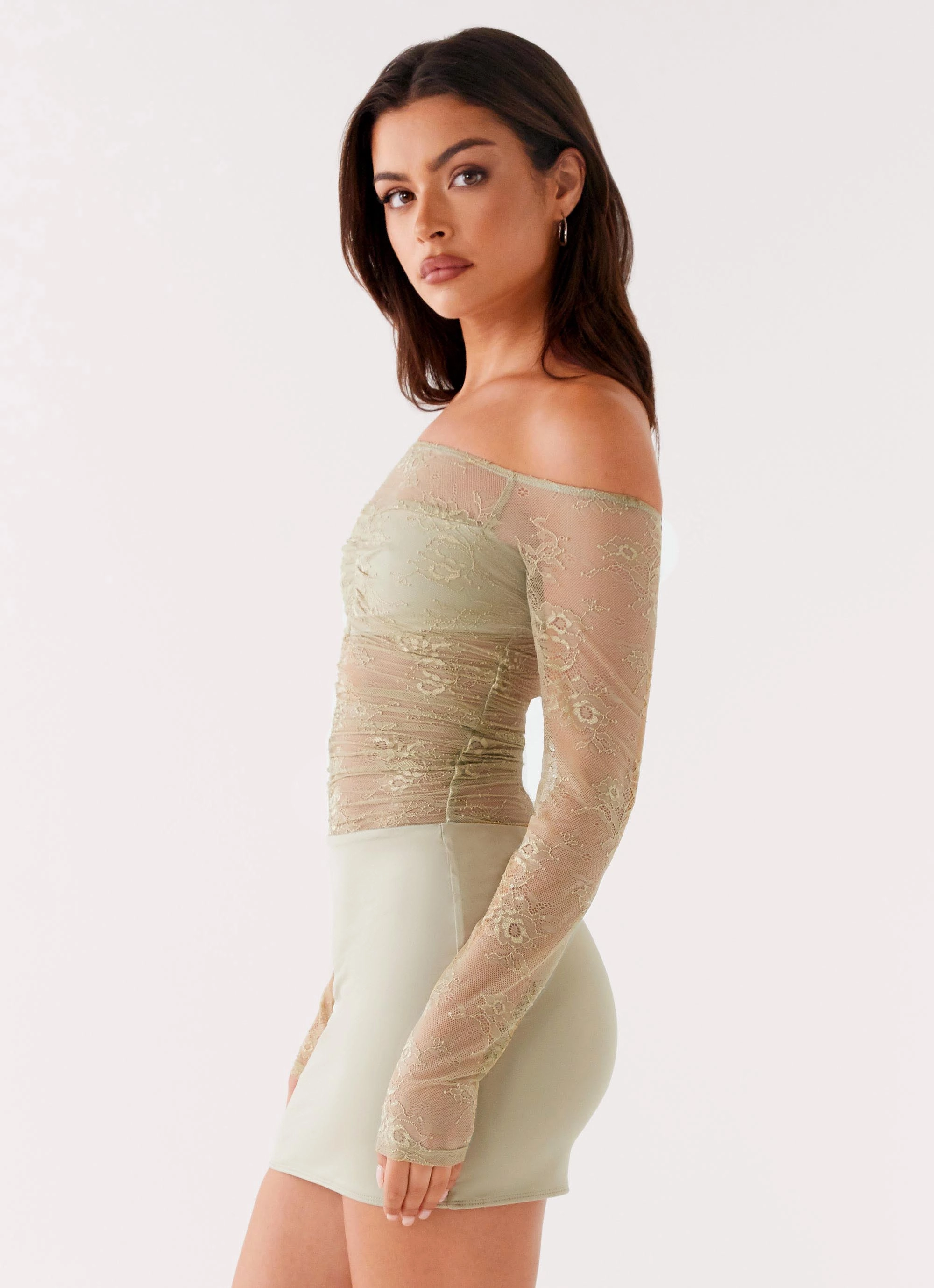 Collide Lace Mini Dress - Sage Festive Mood