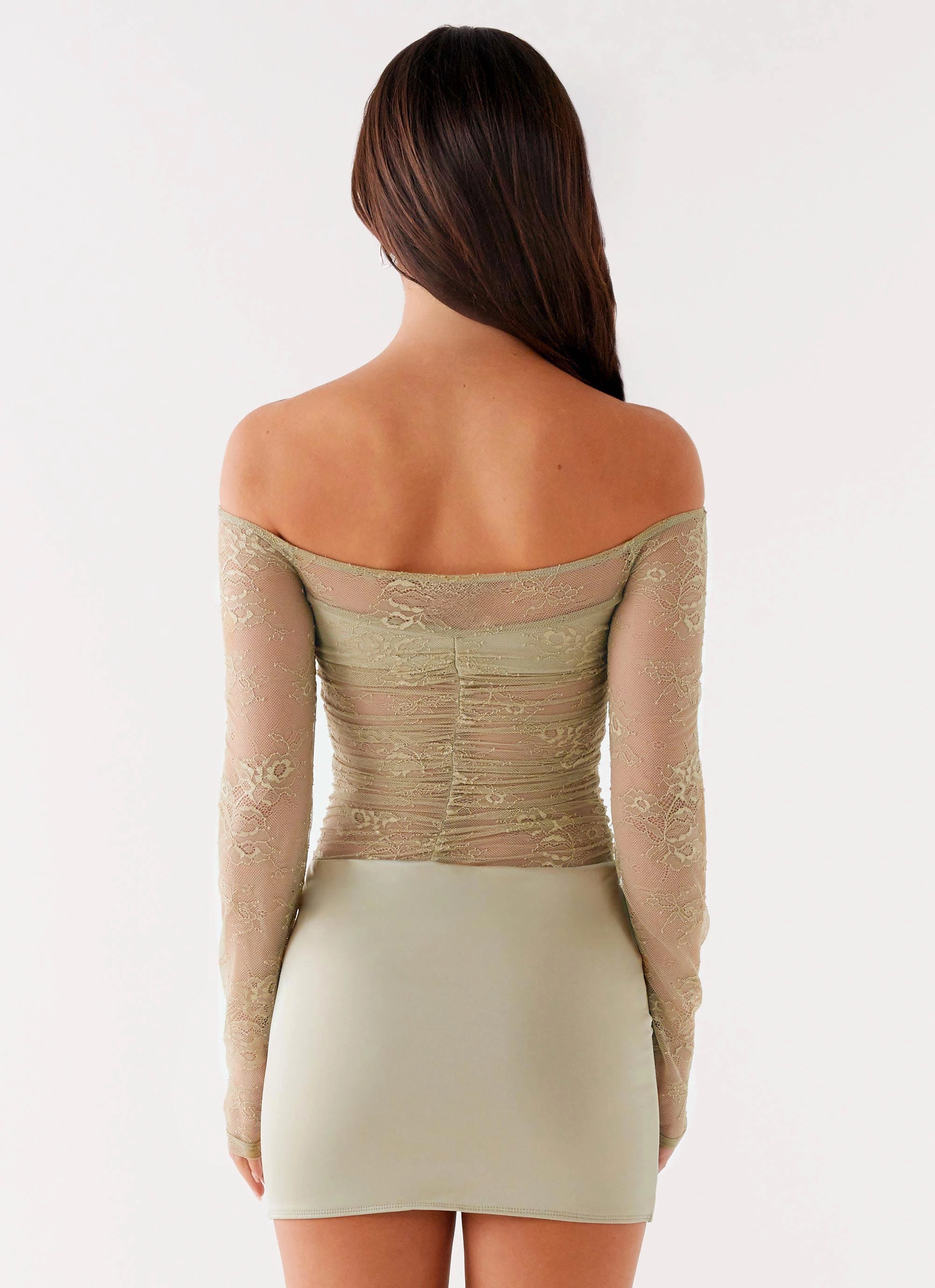 Hook-And-Eye Collide Lace Mini Dress - Sage