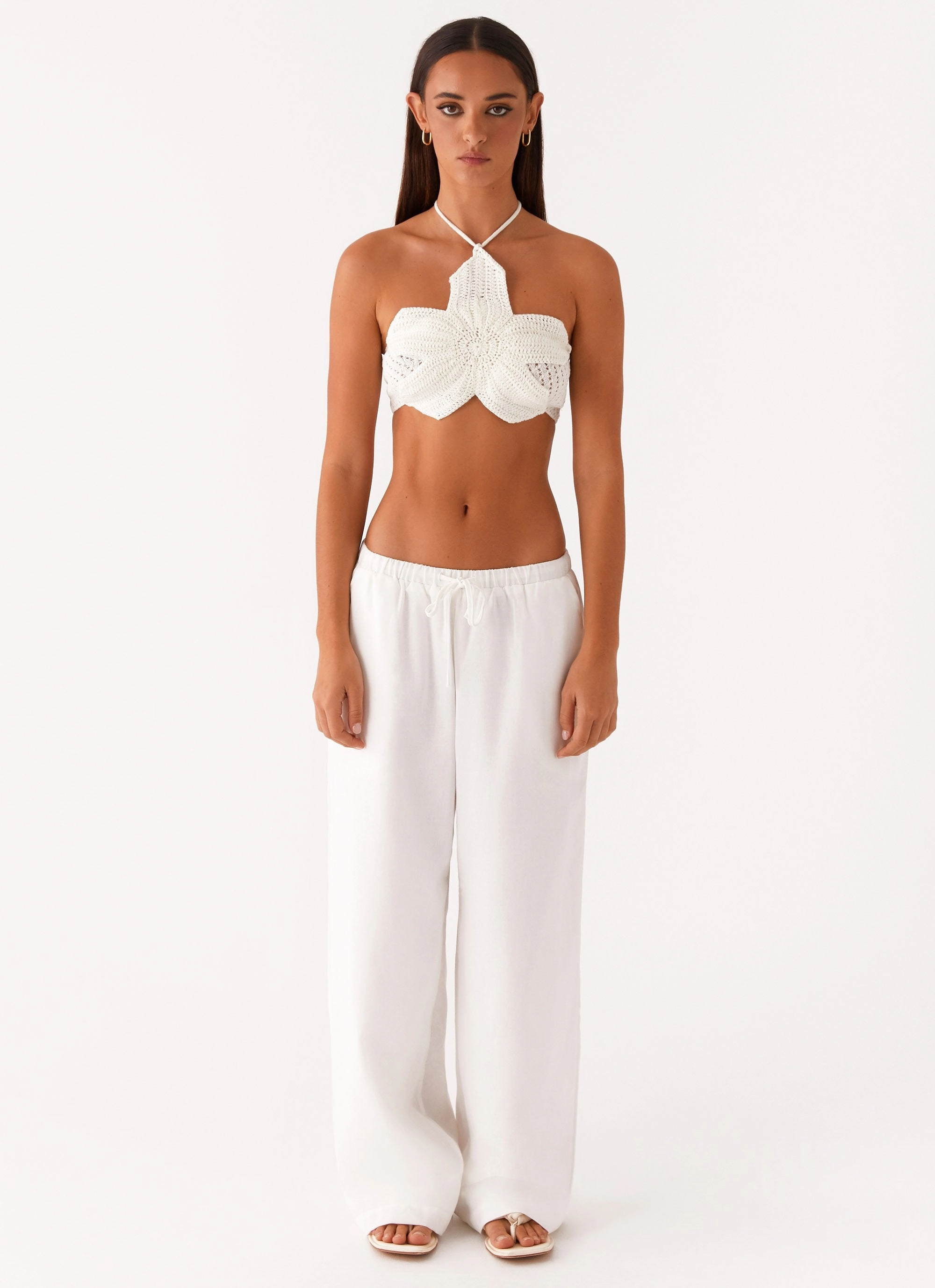 Wrinkle Resistant Textile Palmilla Crochet Top - White