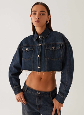 Colorado Cropped Jacket - Blue Bomber Cut Nylon Shell Construction