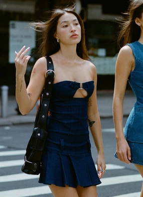 Mood Glow Case Closed Mini Dress - Dark Indigo