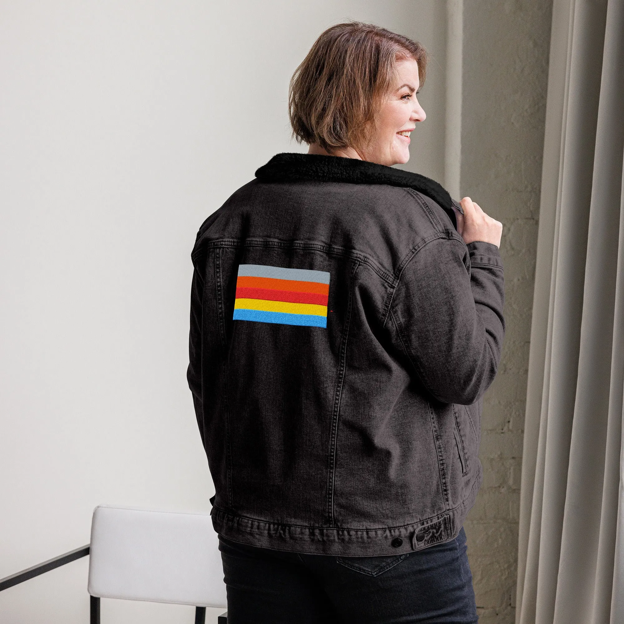 COLORFUL Unisex Denim Sherpa Jacket