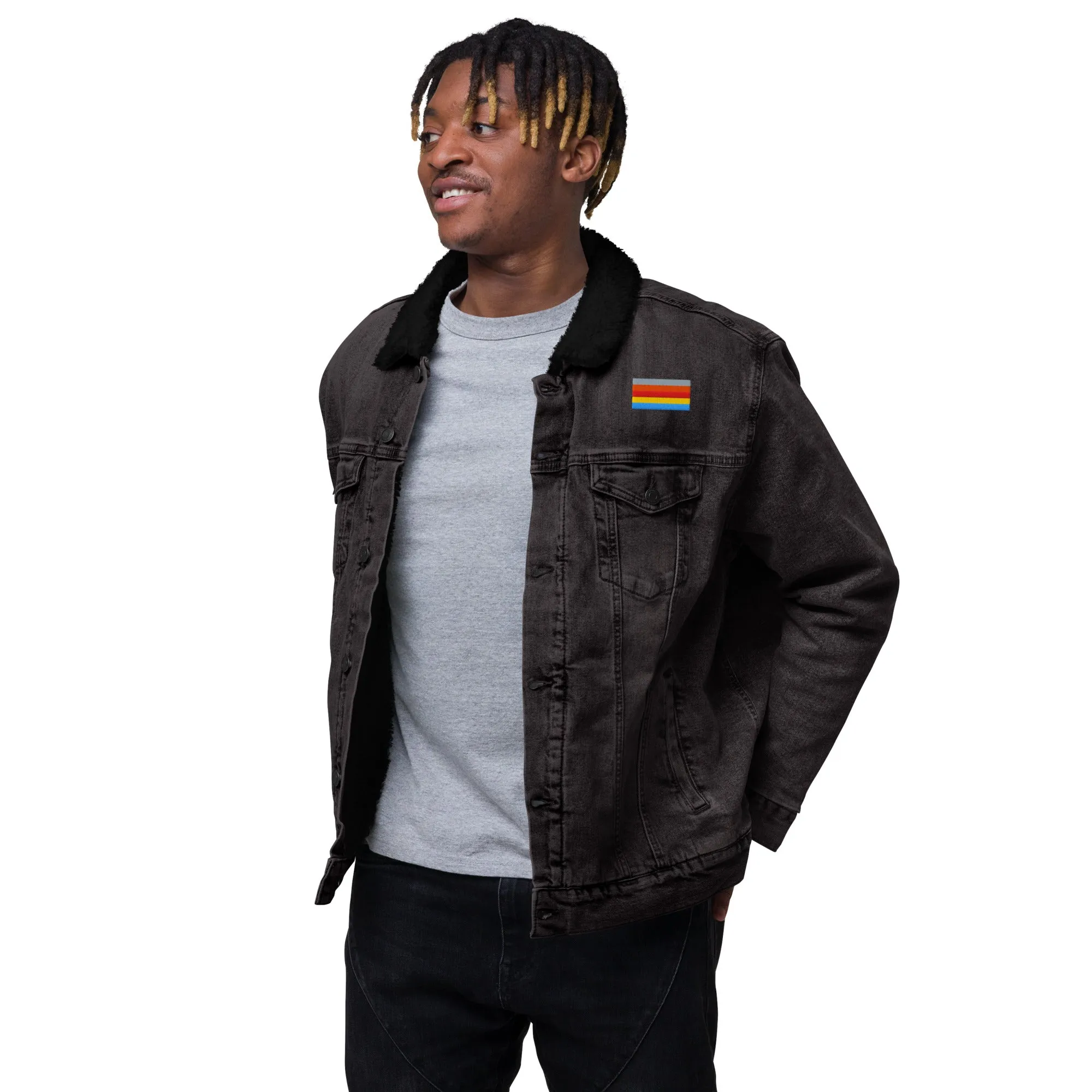 COLORFUL Unisex Denim Sherpa Jacket