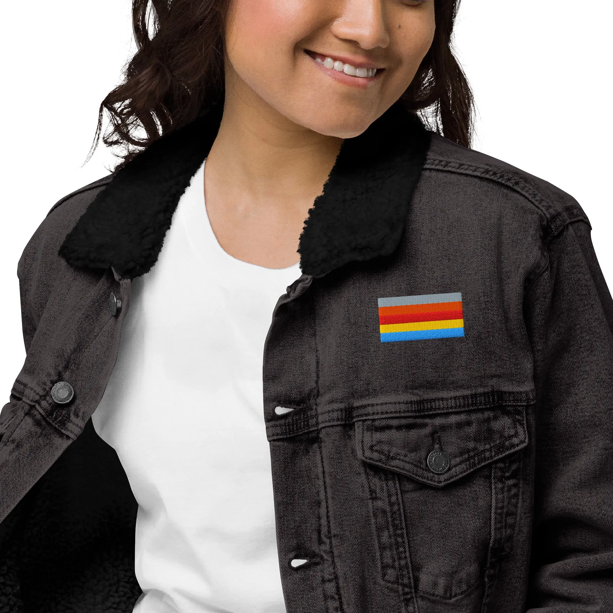 COLORFUL Unisex Denim Sherpa Jacket