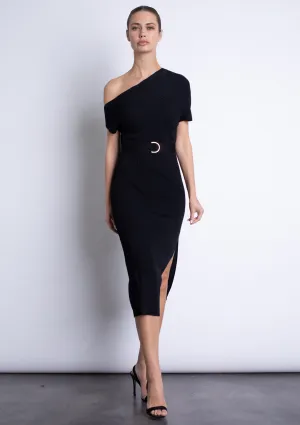 Amber Knit Midi Dress - Black Coral Soft